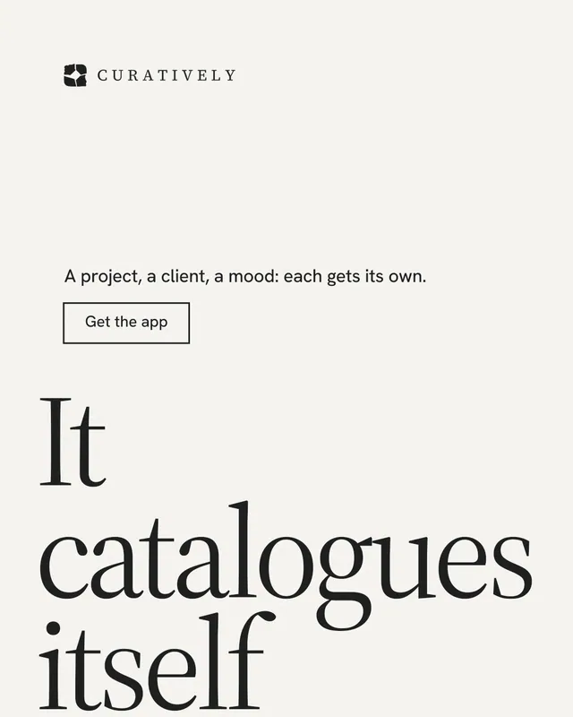 Instagram portrait post for Curatively: "Save it from anywhere." Editorial style, oversized layout, light palette in white, grey.