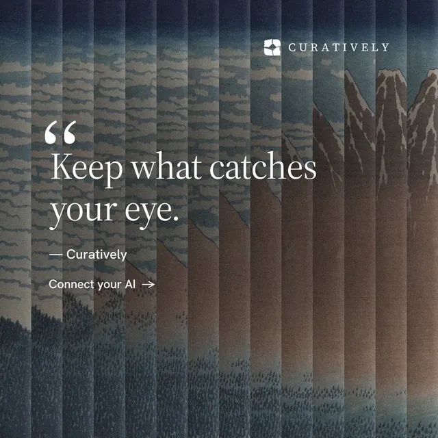 Instagram post for Curatively: "Then build from it." Minimal luxury style, quote layout, dark palette in grey, black.