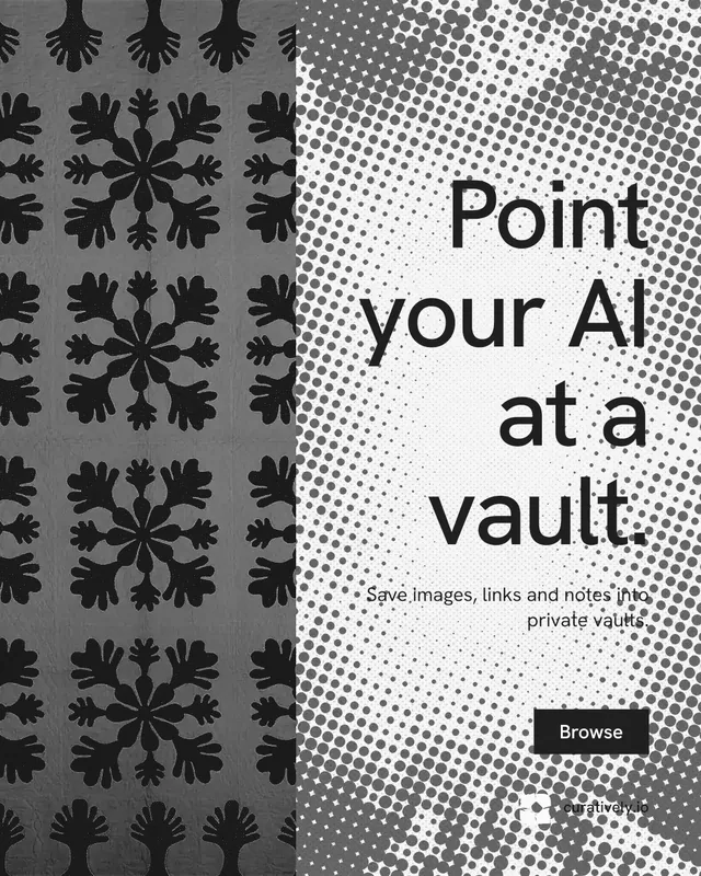 Instagram portrait post for Curatively: "Point your AI at a vault." Swiss style, right layout, light palette in grey, black, white.