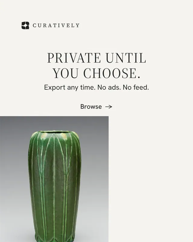 Instagram portrait post for Curatively: "Private until you choose." Minimal luxury style, skeleton layout, light palette in white, grey.