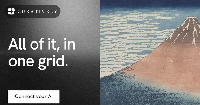 Social ad for Curatively: "All of it, in one grid." Swiss style, bottom layout, light palette in grey, black.