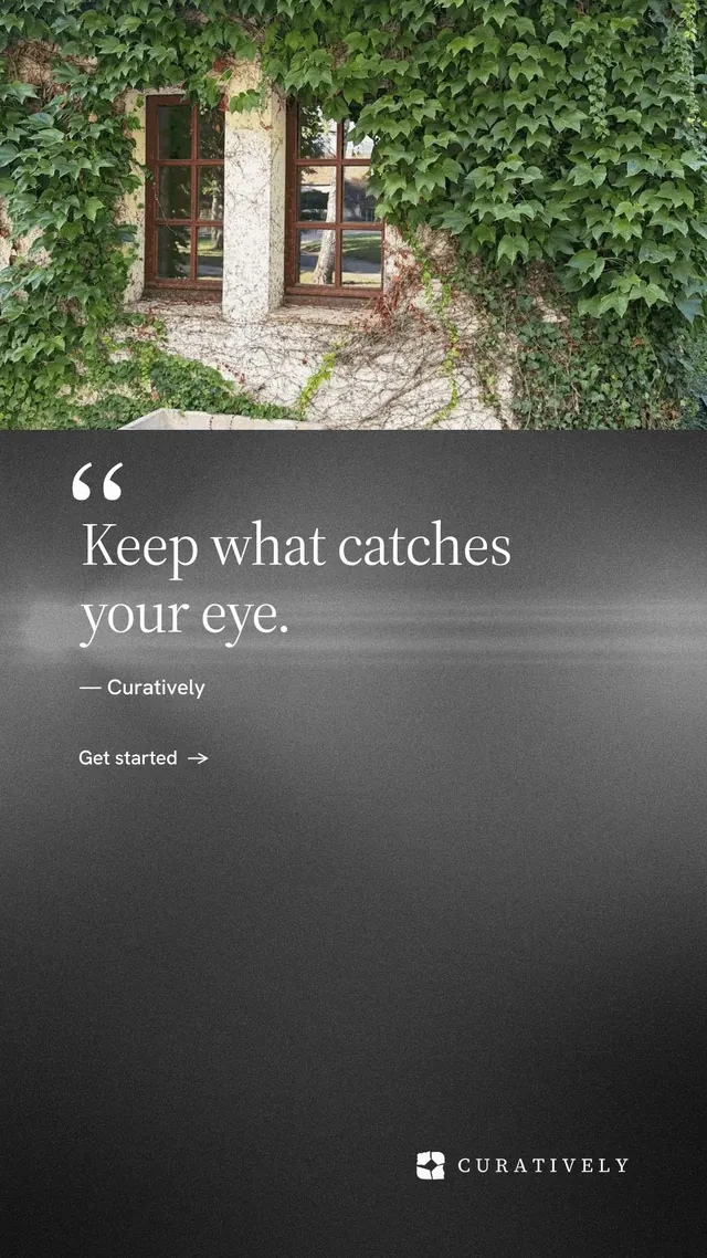 Instagram story for Curatively: "All of it, in one grid." Minimal luxury style, quote layout, dark palette in grey, black.
