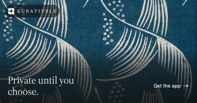 Social ad for Curatively: "Private until you choose." Minimal luxury style, image led layout, dark palette in black, blue, grey.