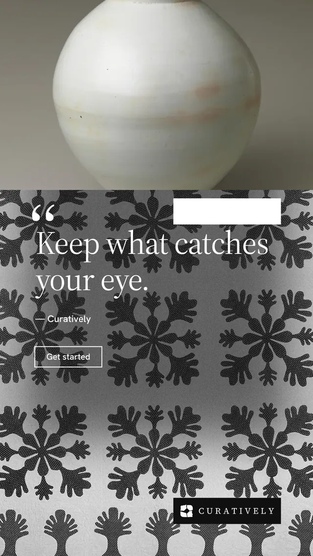 Instagram story for Curatively: "Keep a vault for each thing you make." Editorial style, quote layout, light palette in grey, black, white.