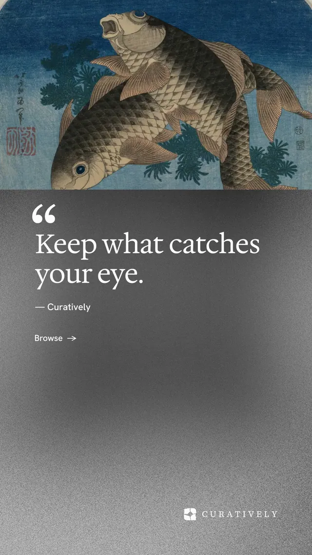 Instagram story for Curatively: "Keep a vault for each thing you make." Minimal luxury style, quote layout, dark palette in grey, blue.