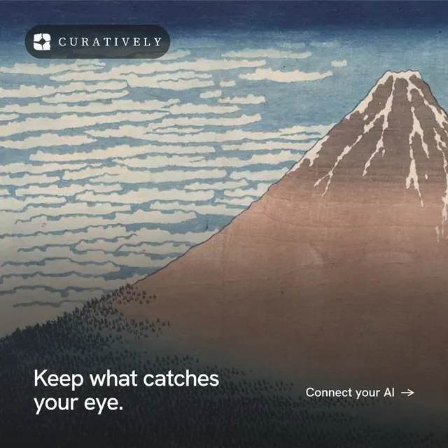 Instagram post for Curatively: "Keep what catches your eye." Swiss style, image led layout, light palette in black, grey.