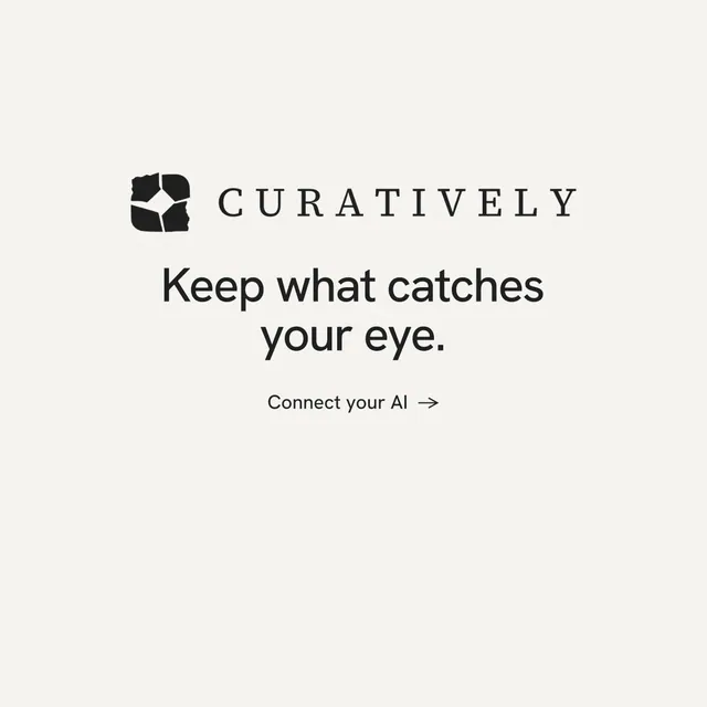 Instagram post for Curatively: "Keep what catches your eye." Minimal luxury style, logo hero layout, light palette in white.