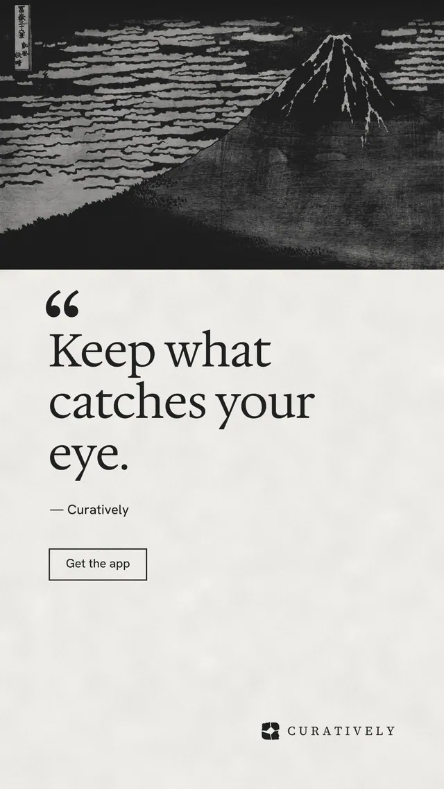 Instagram story for Curatively: "Save it from anywhere." Editorial style, quote layout, light palette in black, white, grey.