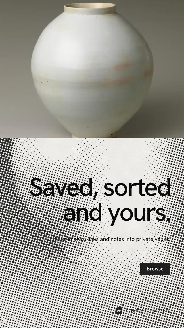 Instagram story for Curatively: "Saved, sorted and yours." Swiss style, right layout, light palette in grey, white.