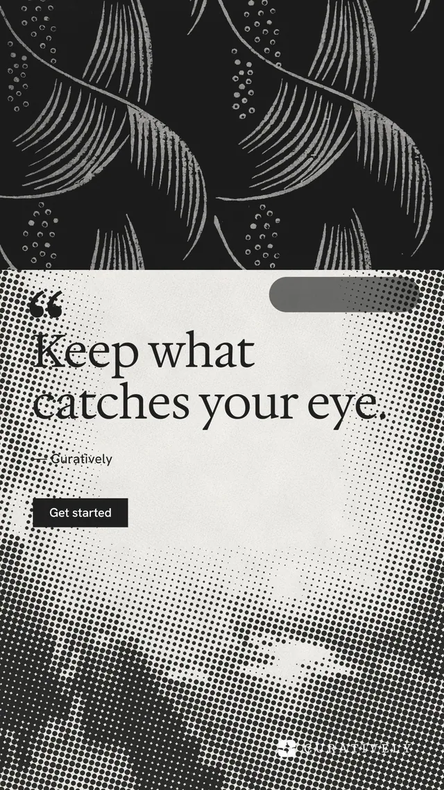 Instagram story for Curatively: "Then build from it." Swiss style, quote layout, light palette in grey, black, white.