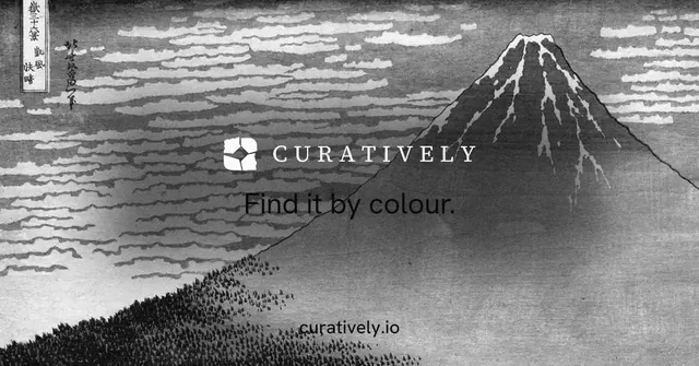 Social ad for Curatively: "Find it by colour." Swiss style, end card layout, light palette in grey.
