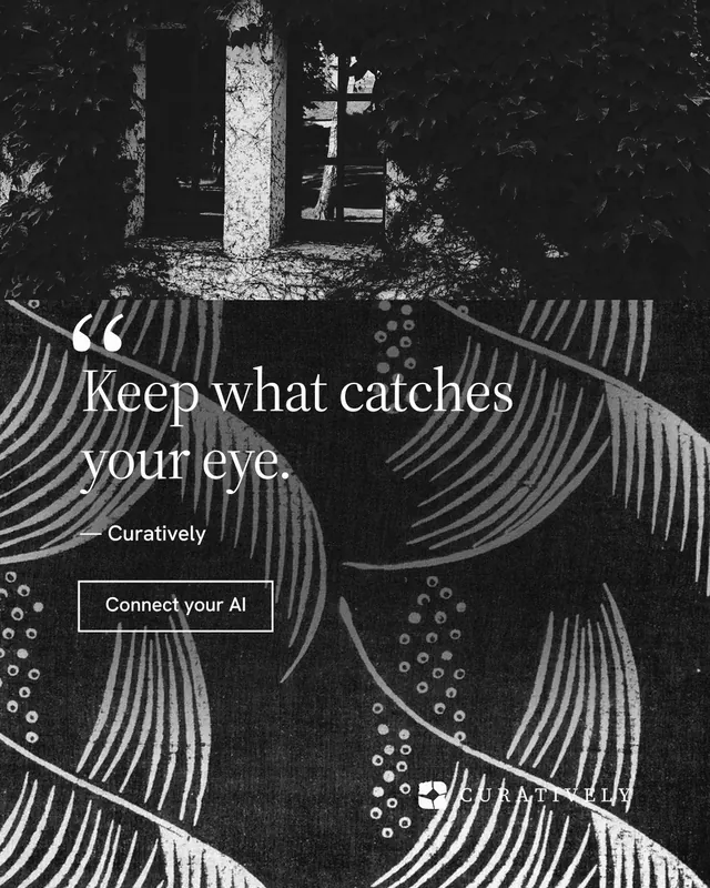 Instagram portrait post for Curatively: "Save it from anywhere." Editorial style, quote layout, dark palette in black, grey.