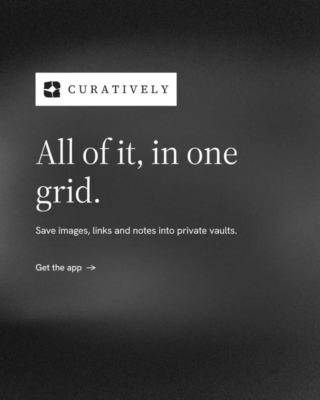 Instagram portrait post for Curatively: "All of it, in one grid." Minimal luxury style, announce layout, dark palette in black, grey.