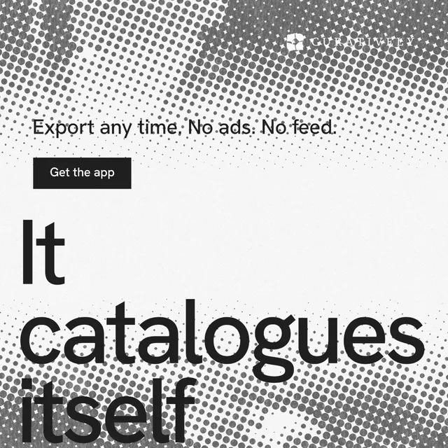 Instagram post for Curatively: "Save it from anywhere." Split block style, oversized layout, light palette in grey, white.