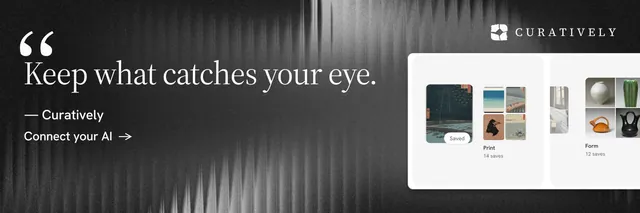 X header for Curatively: "Then build from it." Minimal luxury style, quote layout, dark palette in black, grey, white.