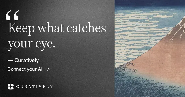 Social ad for Curatively: "Save it from anywhere." Minimal luxury style, quote layout, dark palette in grey, black.