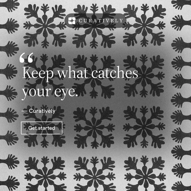 Instagram post for Curatively: "Find it by colour." Editorial style, quote layout, light palette in grey, black, white.