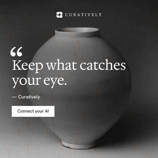 Instagram post for Curatively: "Point your AI at a vault." Swiss style, quote layout, dark palette in grey, black.
