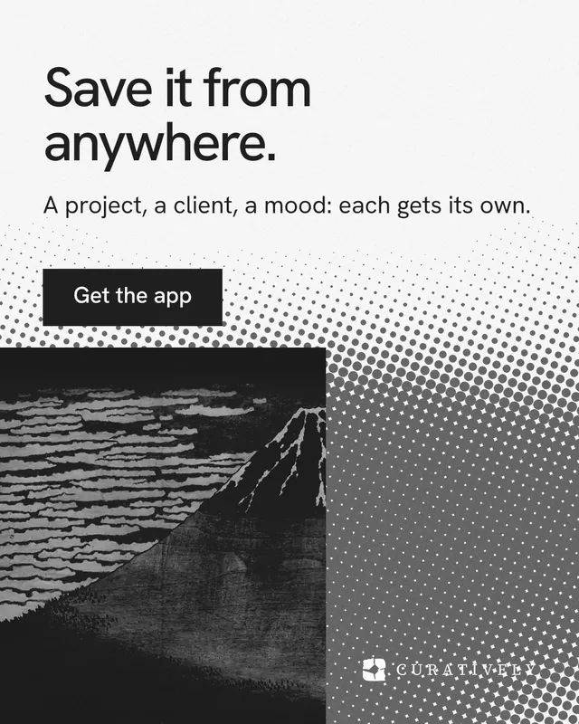 Instagram portrait post for Curatively: "Save it from anywhere." Swiss style, skeleton layout, light palette in grey, white, black.