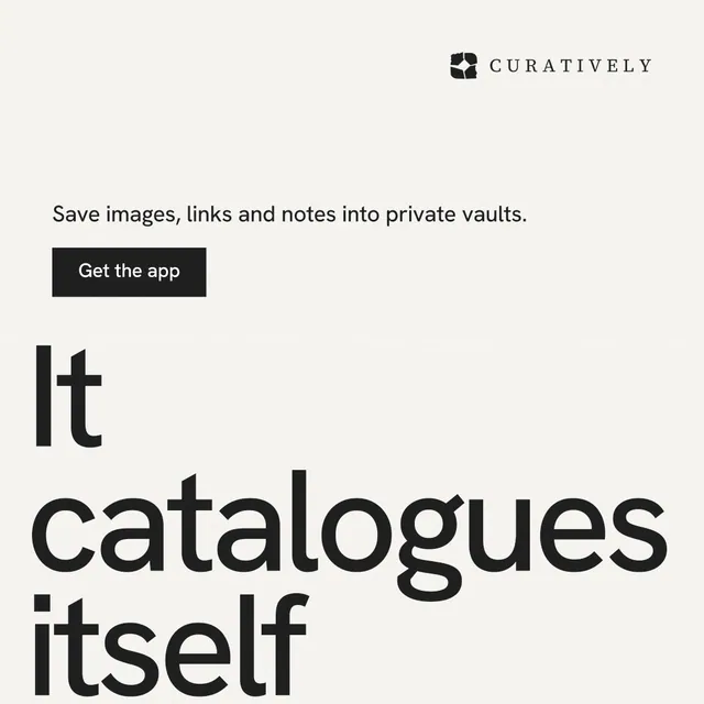 Instagram post for Curatively: "All of it, in one grid." Swiss style, oversized layout, light palette in white, grey.
