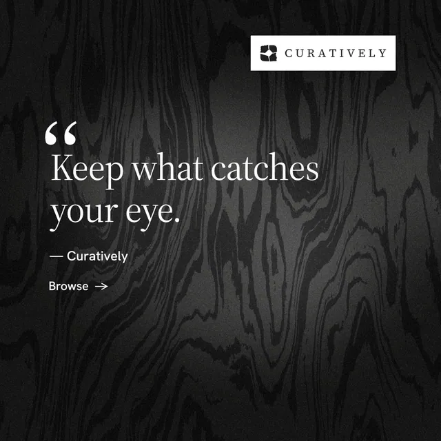 Instagram post for Curatively: "Save it from anywhere." Minimal luxury style, quote layout, dark palette in black, grey.