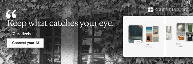 X header for Curatively: "All of it, in one grid." Swiss style, quote layout, light palette in grey, black, white.