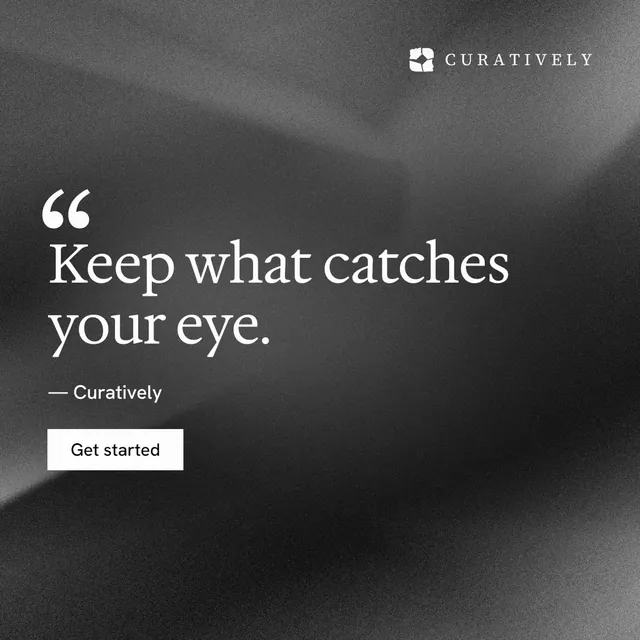 Instagram post for Curatively: "Find it by colour." Swiss style, quote layout, dark palette in black, grey.