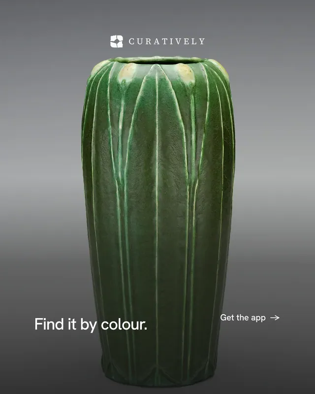 Instagram portrait post for Curatively: "Find it by colour." Editorial style, image led layout, dark palette in grey, black.