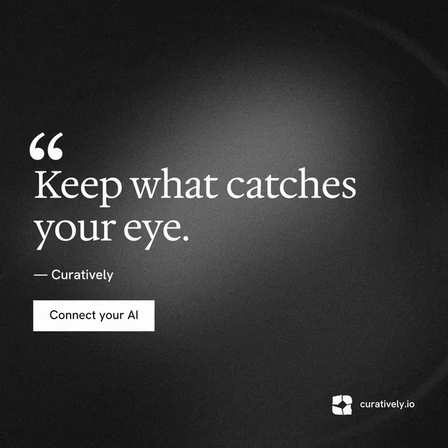 Instagram post for Curatively: "Save it from anywhere." Swiss style, quote layout, dark palette in black, grey.