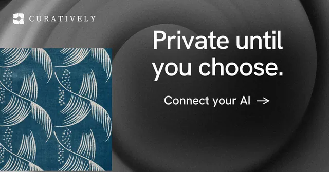 Social ad for Curatively: "Private until you choose." Minimal luxury style, skeleton layout, dark palette in black, grey.