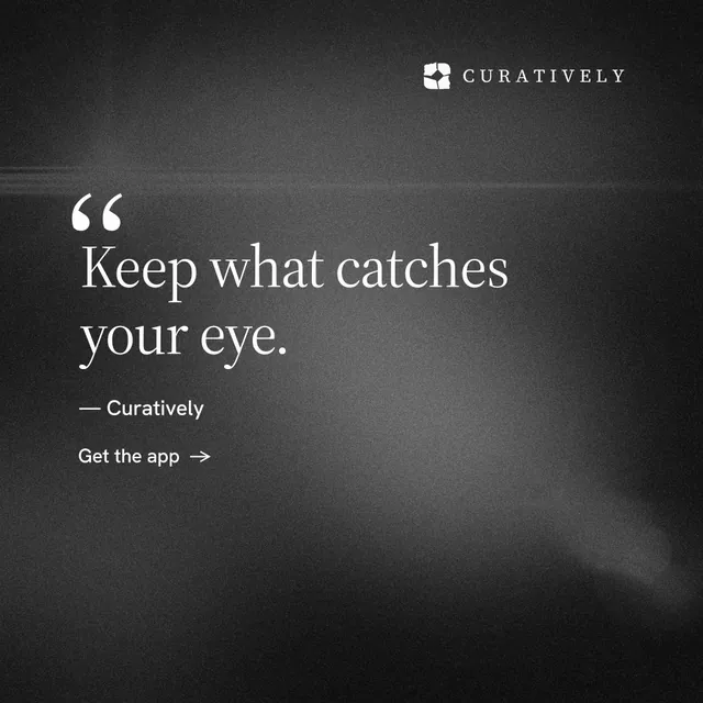 Instagram post for Curatively: "Keep a vault for each thing you make." Minimal luxury style, quote layout, dark palette in black, grey.