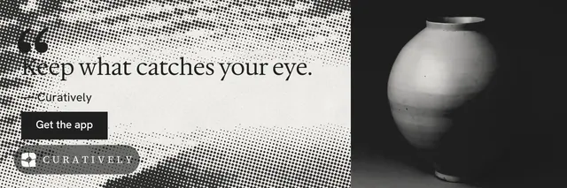 X header for Curatively: "All of it, in one grid." Swiss style, quote layout, light palette in white, black, grey.