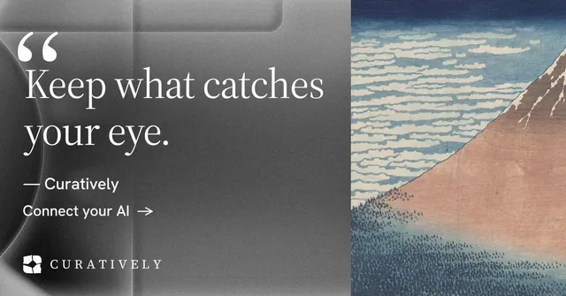 Social ad for Curatively: "It catalogues itself." Minimal luxury style, quote layout, light palette in grey.