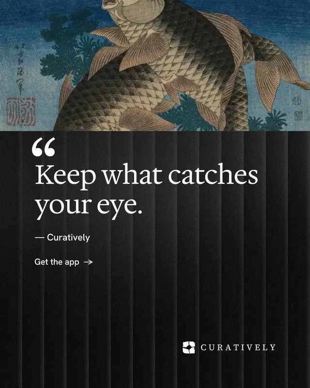 Instagram portrait post for Curatively: "Saved, sorted and yours." Minimal luxury style, quote layout, dark palette in black, grey.