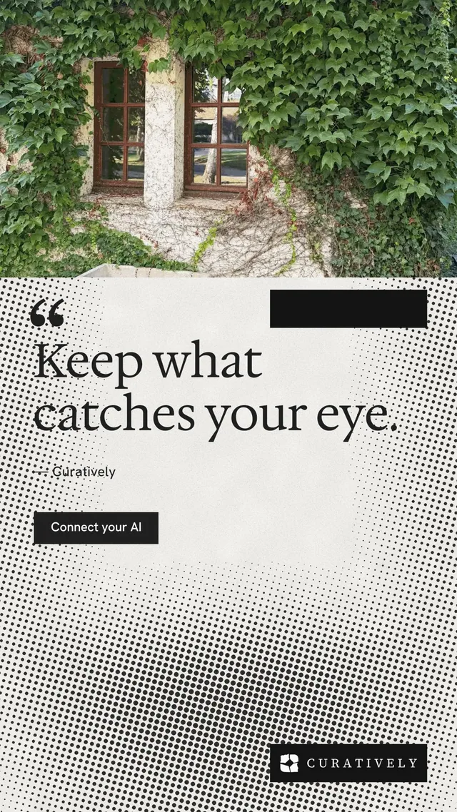 Instagram story for Curatively: "Save it from anywhere." Swiss style, quote layout, light palette in green, grey, white.