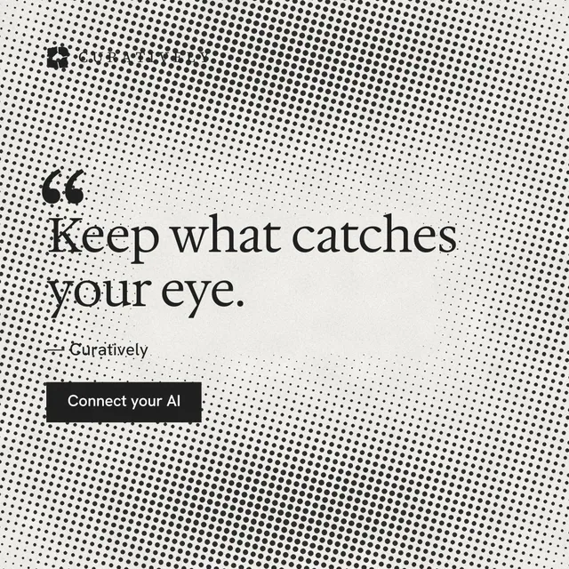 Instagram post for Curatively: "Private until you choose." Retro print style, quote layout, light palette in grey, white.