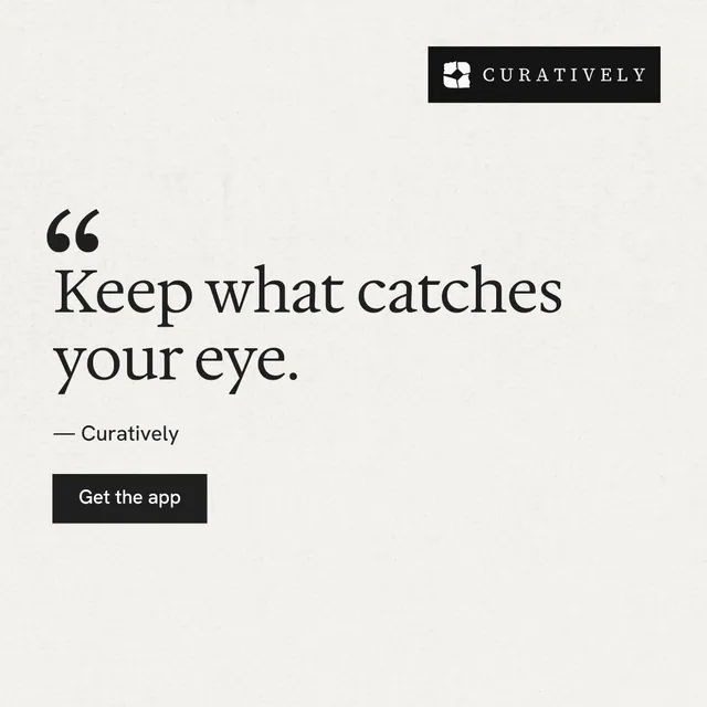 Instagram post for Curatively: "All of it, in one grid." Swiss style, quote layout, light palette in white, grey.