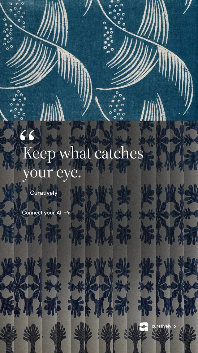 Instagram story for Curatively: "Save it from anywhere." Minimal luxury style, quote layout, dark palette in blue, black, grey.