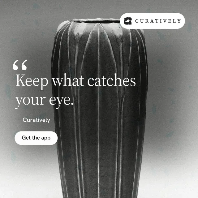 Instagram post for Curatively: "Then build from it." Photo poster style, quote layout, light palette in grey, black, white.