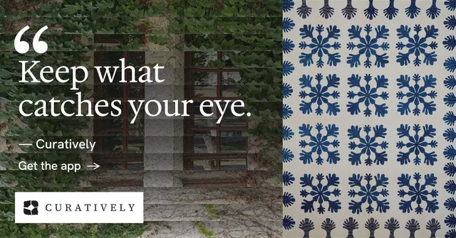 Social ad for Curatively: "Saved, sorted and yours." Minimal luxury style, quote layout, dark palette in black, grey.