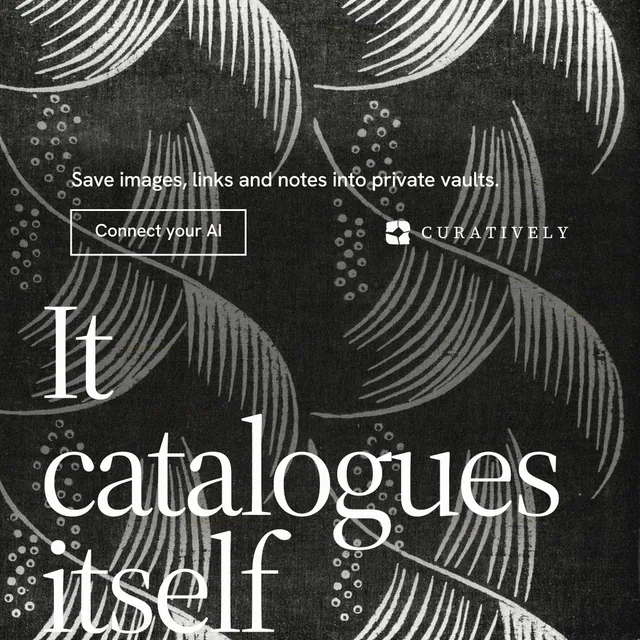Instagram post for Curatively: "All of it, in one grid." Editorial style, oversized layout, dark palette in black, grey.