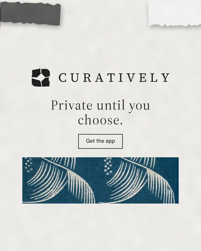 Instagram portrait post for Curatively: "Private until you choose." Editorial style, logo hero layout, light palette in white, grey.