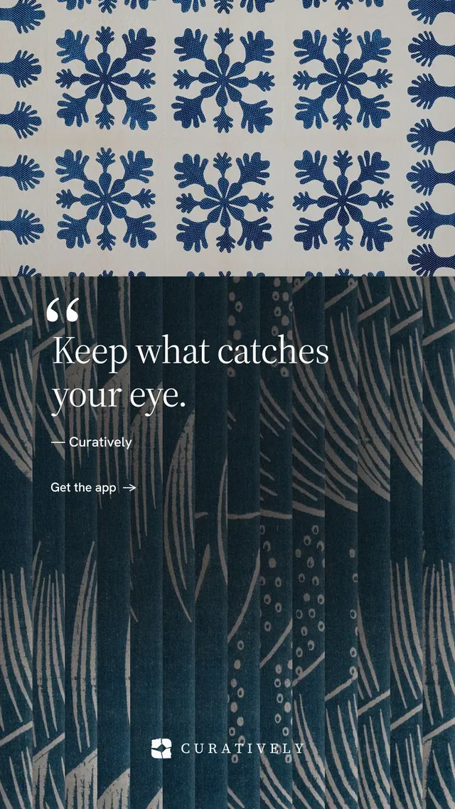 Instagram story for Curatively: "Find it by colour." Minimal luxury style, quote layout, dark palette in blue, grey.