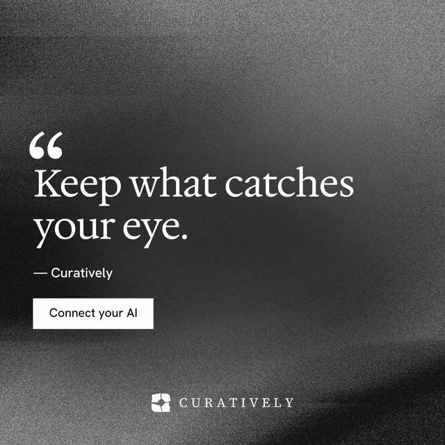 Instagram post for Curatively: "Find it by colour." Swiss style, quote layout, dark palette in grey, black.