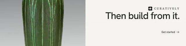 LinkedIn banner for Curatively: "Then build from it." Minimal luxury style, right layout, light palette in white, grey.