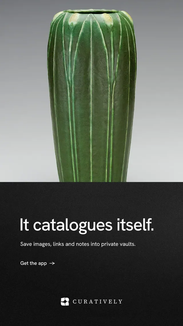 Instagram story for Curatively: "It catalogues itself." Minimal luxury style, bottom layout, dark palette in black, grey, white.