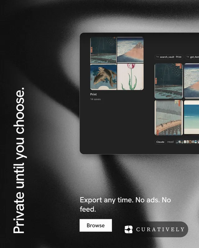 Instagram portrait post for Curatively: "Private until you choose." Swiss style, vertical layout, dark palette in black, grey.