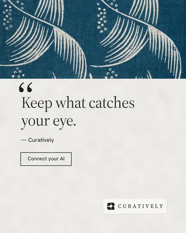 Instagram portrait post for Curatively: "Point your AI at a vault." Editorial style, quote layout, light palette in white, blue, grey.