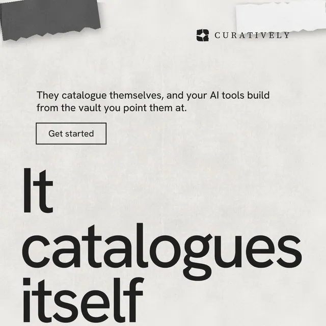 Instagram post for Curatively: "All of it, in one grid." Editorial style, oversized layout, light palette in white, grey.
