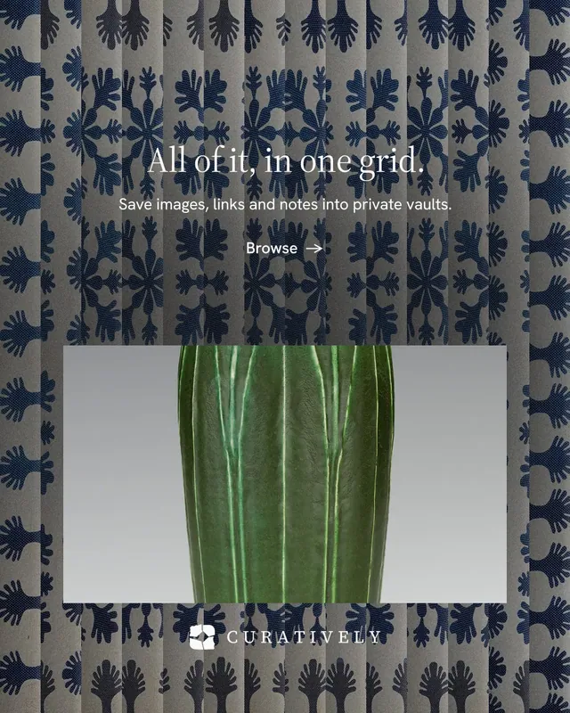Instagram portrait post for Curatively: "All of it, in one grid." Minimal luxury style, centred layout, dark palette in grey, black.